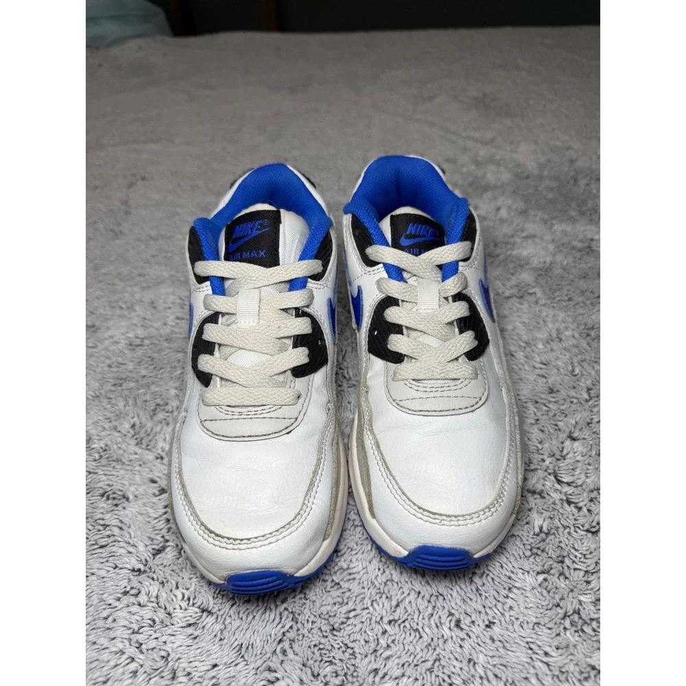 Nike Air Max 90 LTR Kids Sneakers White Signal Blue Black DV3608-100 Size 2Y